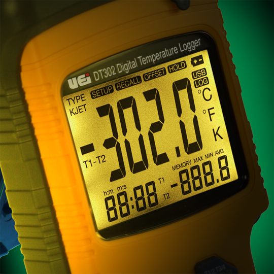 Dual Input Digital Thermometer (Type K,J & T) C/W Logging Software